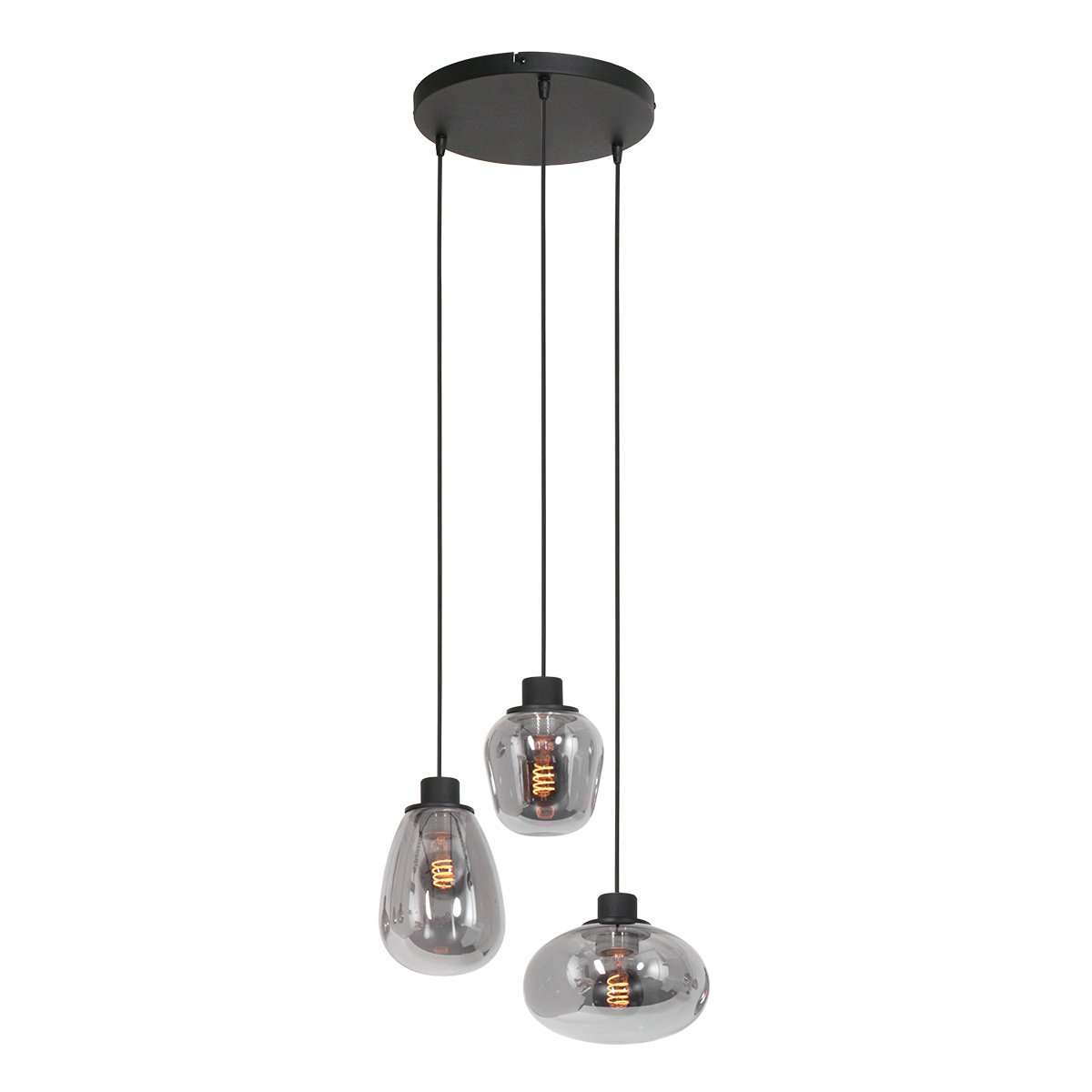 Steinhauer hanglamp reflexion - 3 lichts - 40x 370 cm - zwart