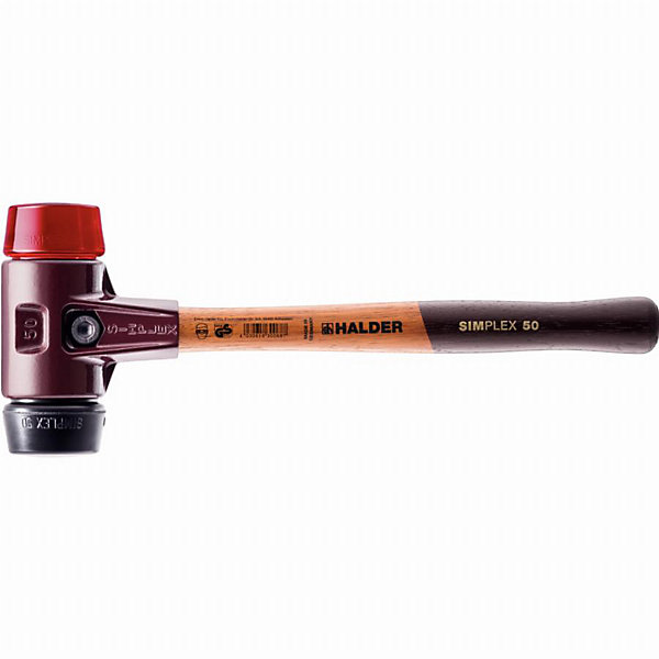 Maillet HALDER SIMPLEX D40 mm, tête caoutchouc chargé/plastique, corps fonte malléable et manche bois.