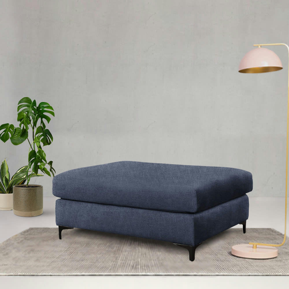 - Pouf salon tissu bleu