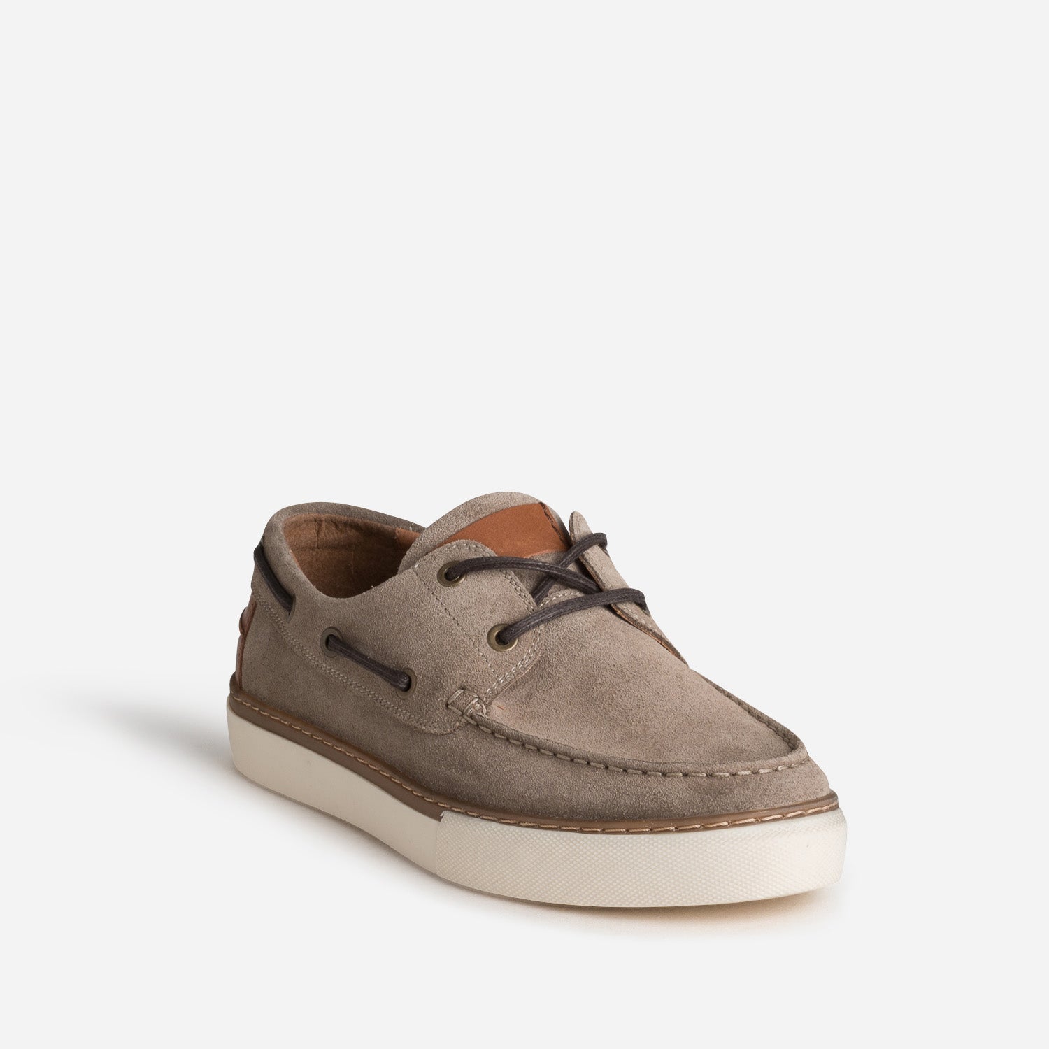 Chaussure bateau taupe cuir velours