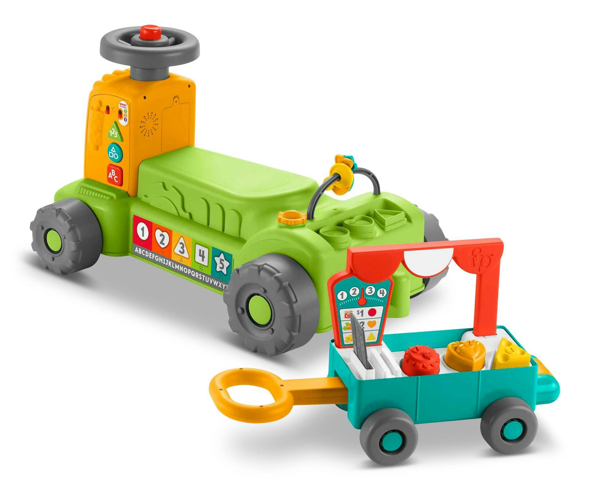 Fisher-Price Laugh & Learn® 4-in-1 Farm to Market Tractor Ride-On Learning Toy for Baby & Toddlers