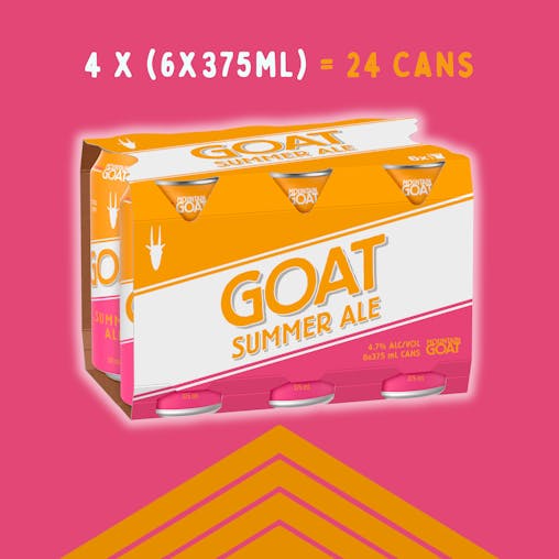 Mountain Goat Summer Ale, Crisp & Super Dry Craft Beer, Refreshing Ale, 4.7% ABV, 375mL (Case of 24 Cans)