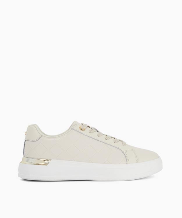 Eave Ecru - Leather Lace-Up Cupsole Trainers