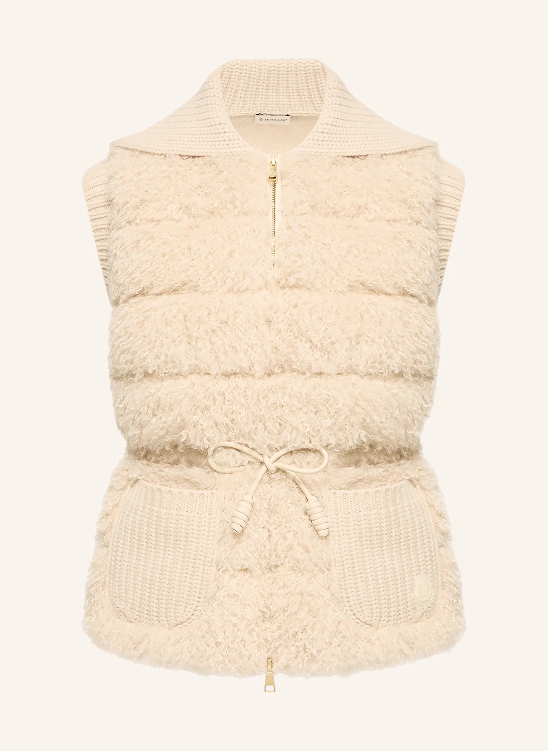 MONCLER Daunenweste im Materialmix mit Kunstfell