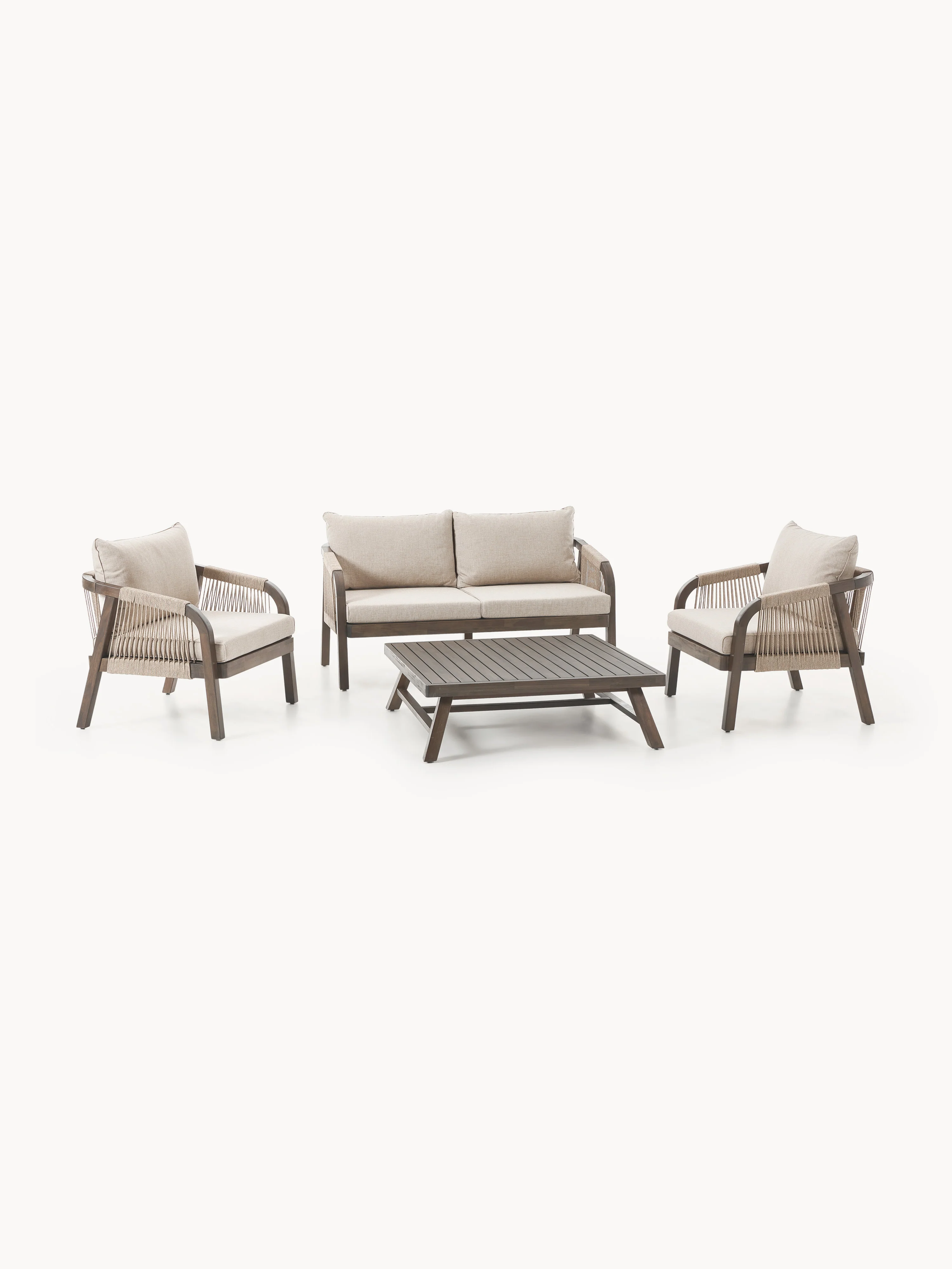 Garten-Lounge-Set Lu aus Akazienholz, 4er-Set