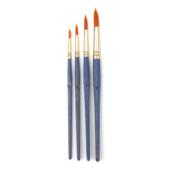 Gold Round Taklon Brushes 4 Pack