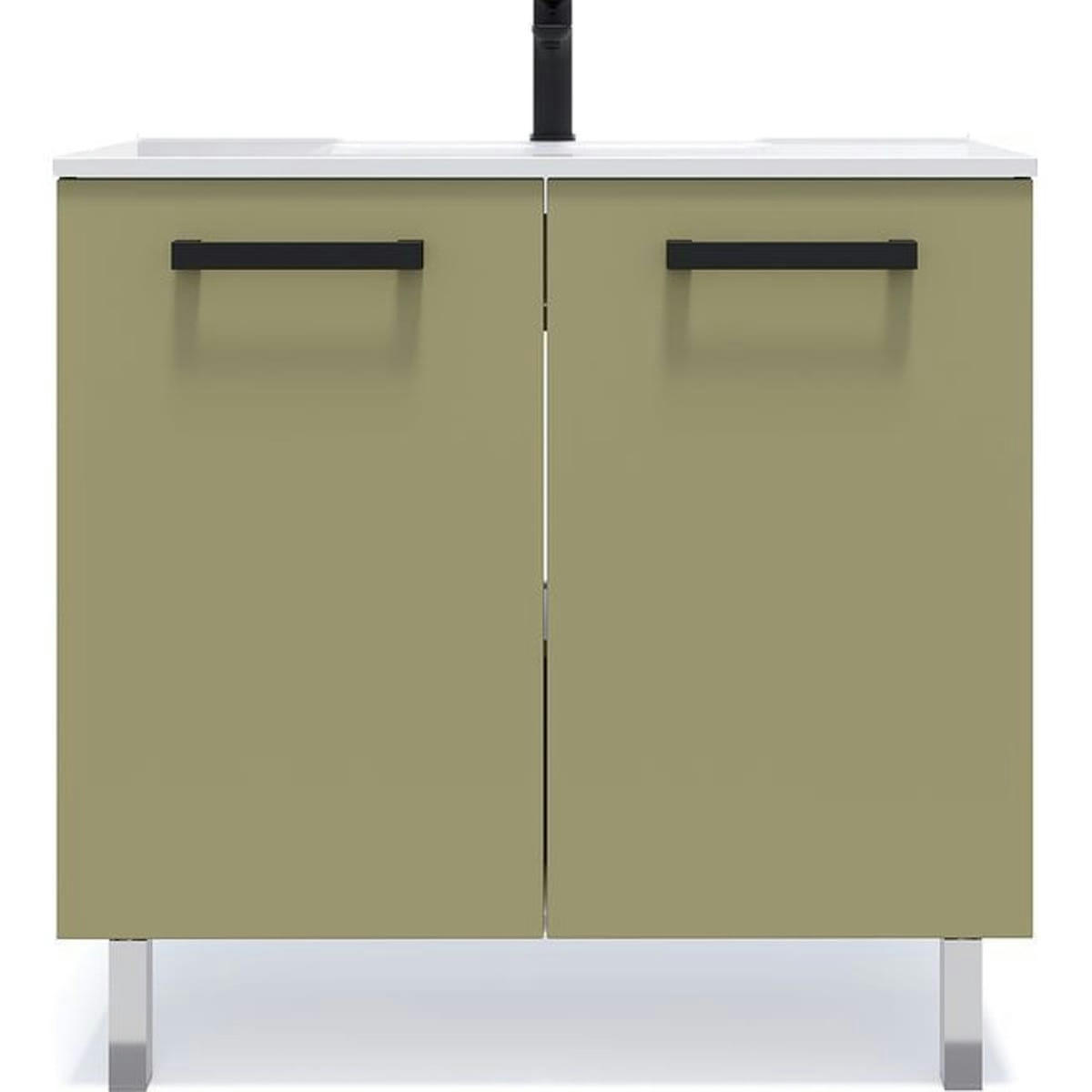 CHELSEA - Meuble salle de bain vasque intégrée 90cm 2 portes Vert