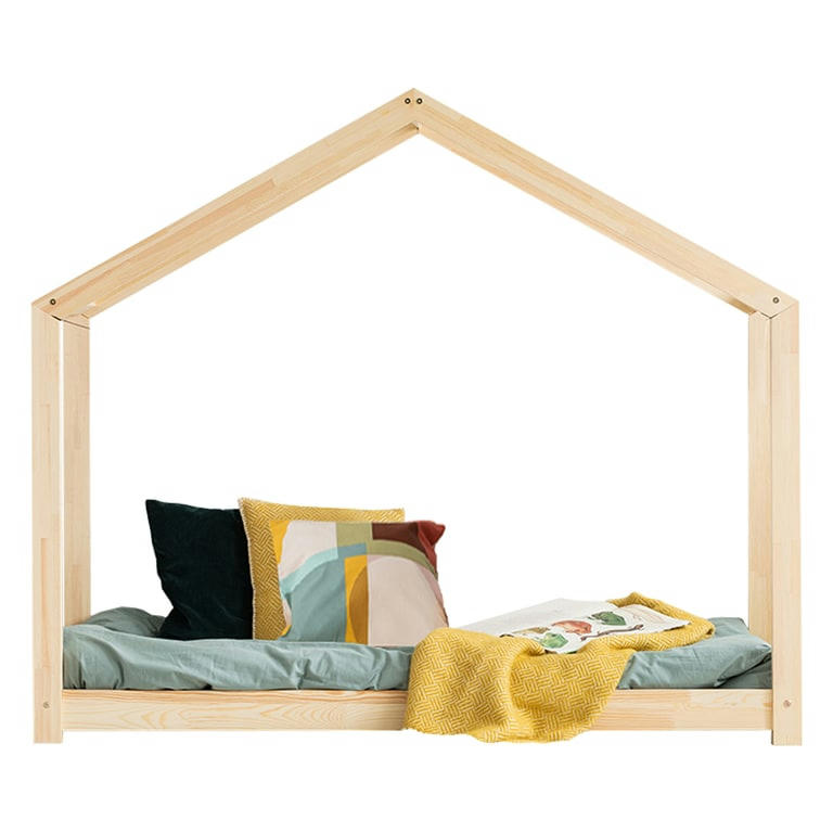 AUDE - Lit cabane 90x200 sommier inclus naturel