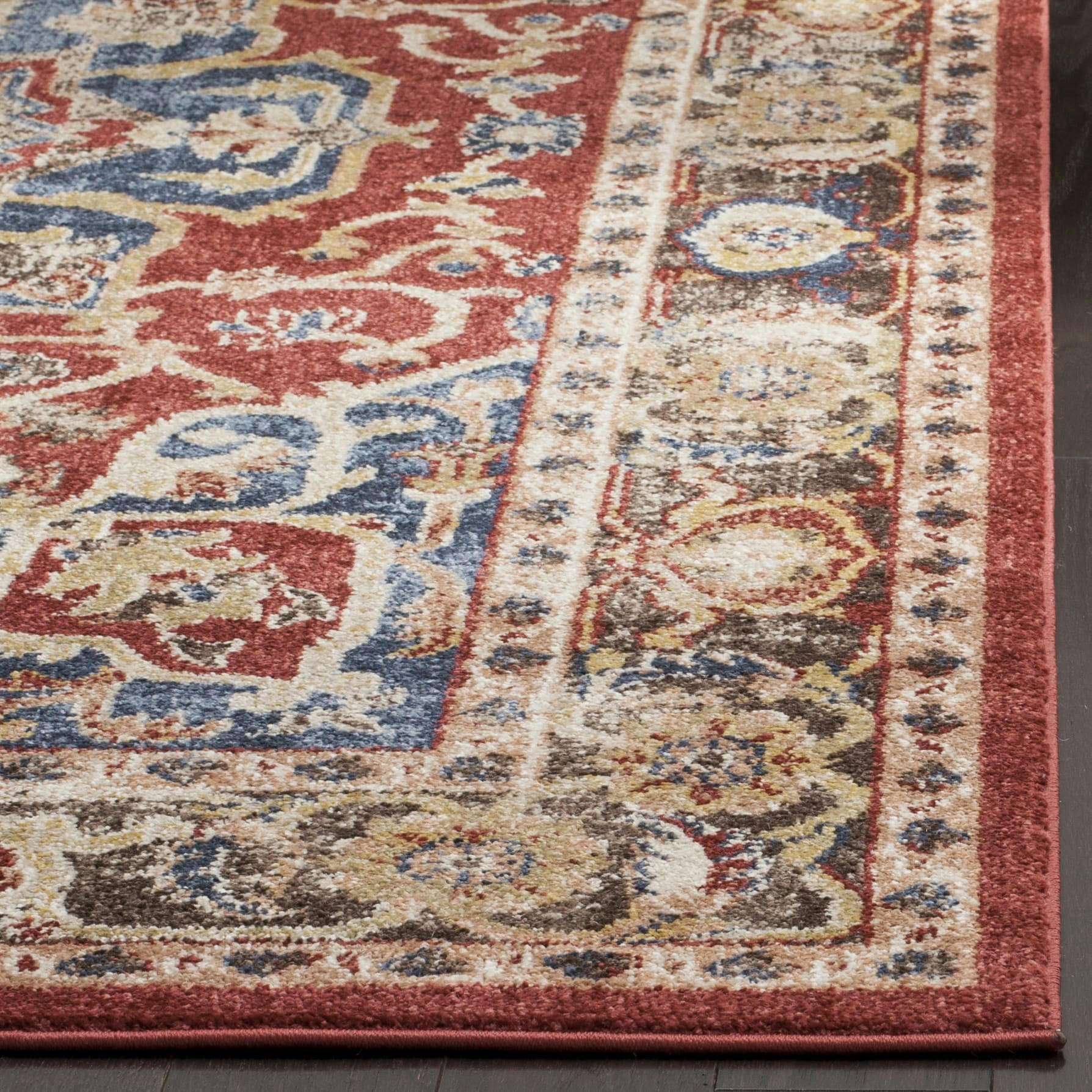 BIJAR - Tapis de salon interieur en rouge & bleu roi, 201 x 274 cm