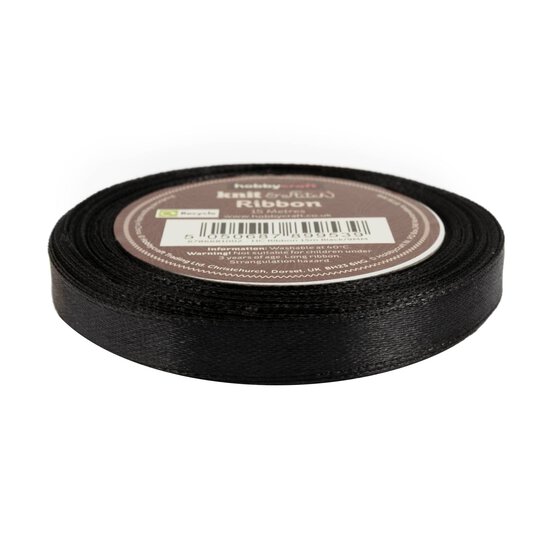 Black Satin Ribbon 9mm x 15m
