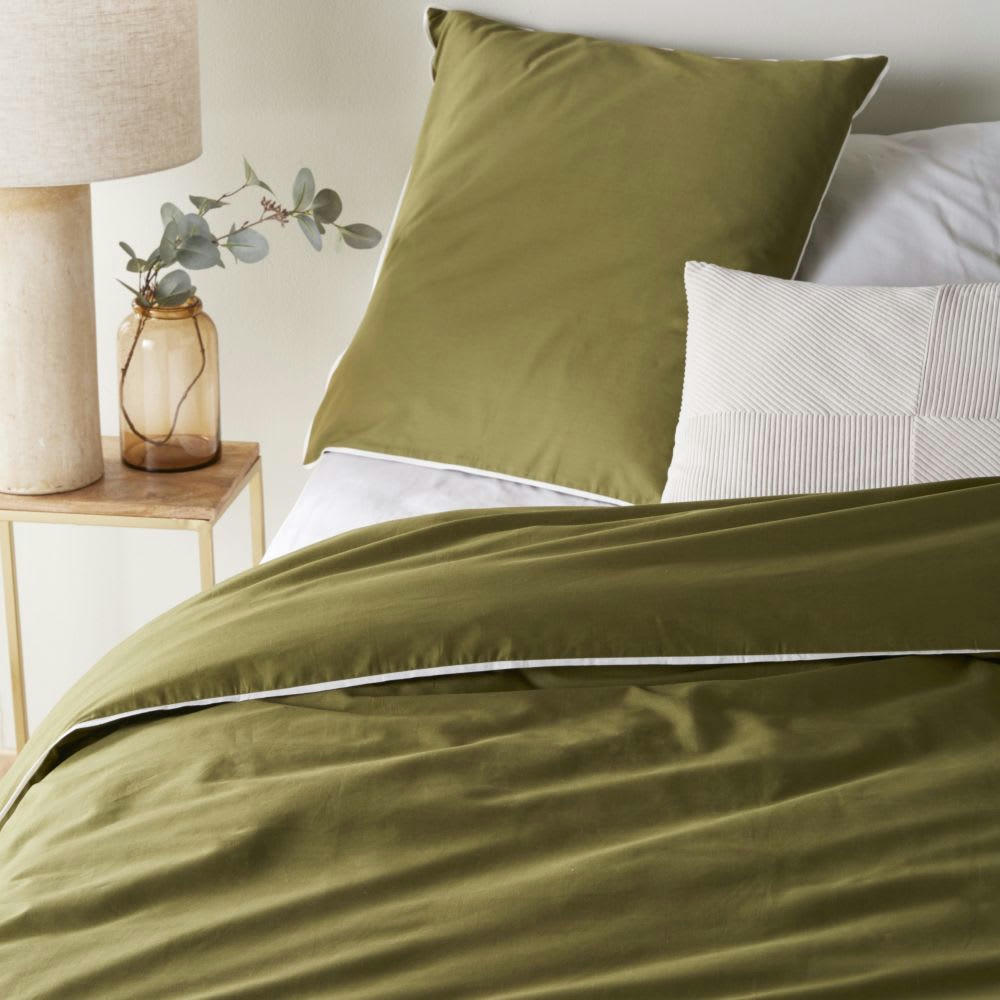 ANTONIA - Parure de lit en coton biologique vert olive 240x220