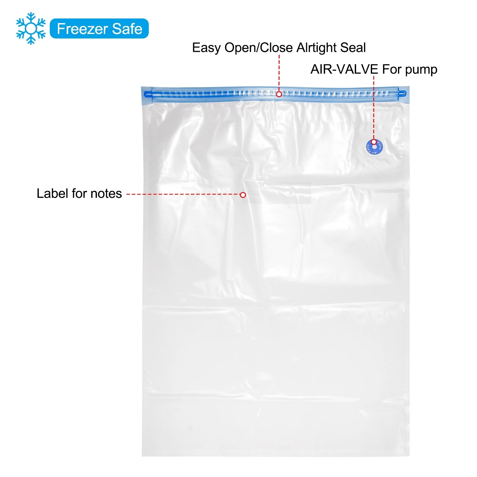 10pcs Sous Vide Bags Reusable Vacuum Food Sealer Bag 34cm x 30cm,50cm x 35cm - White