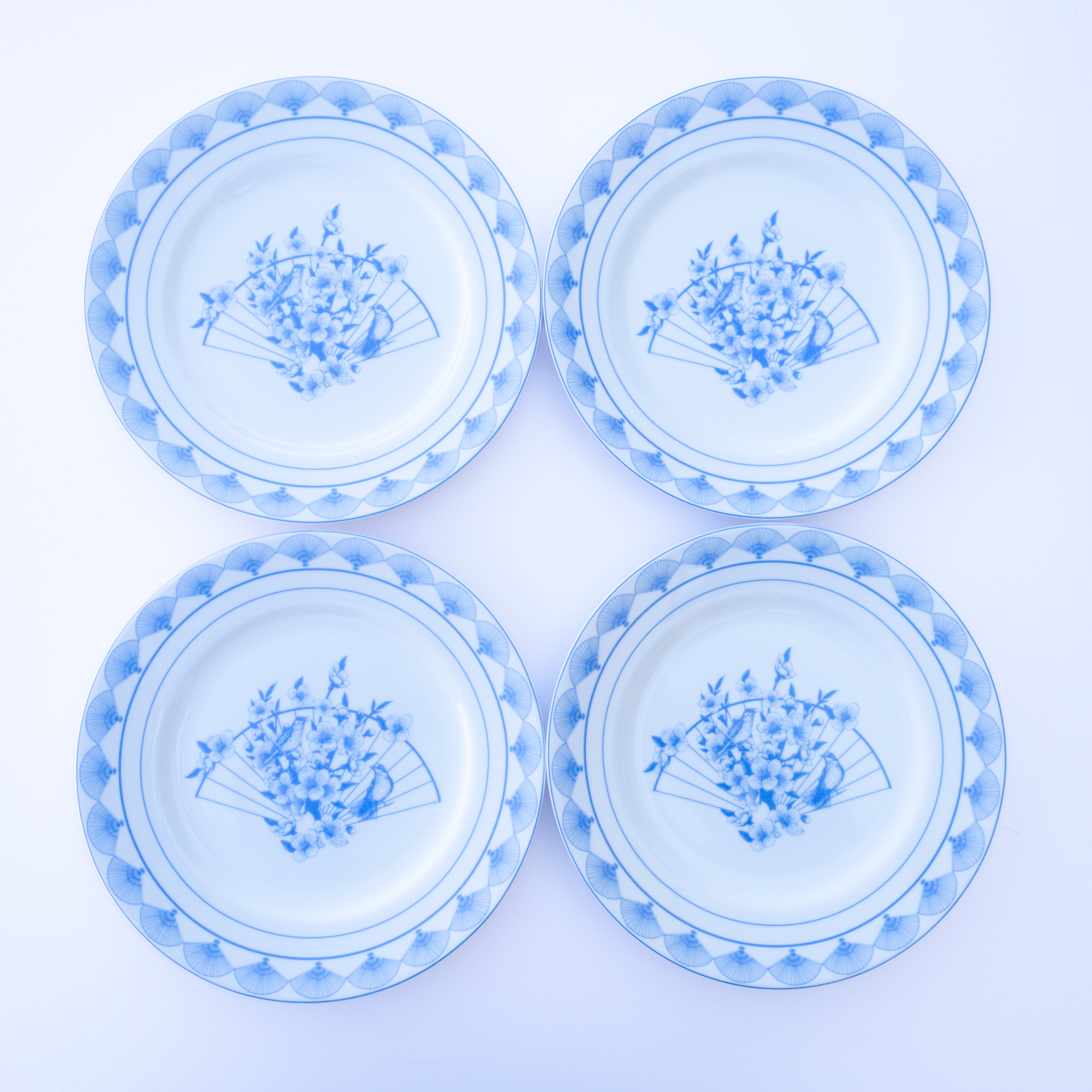 Blue Nightingale Porcelain Salad Plates, Set of 4