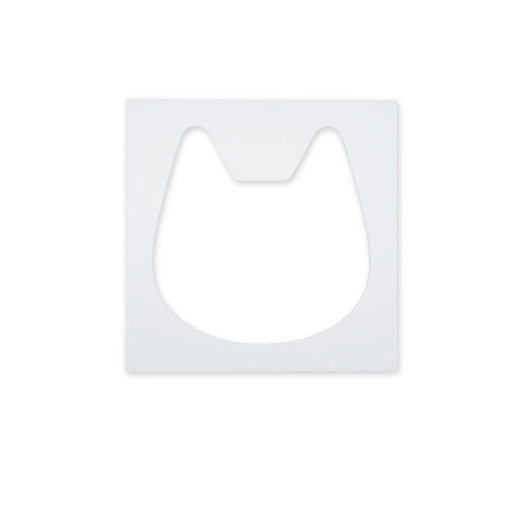 Porte pour Box Cube ouverture tête de chat bois blanc 32x32cm