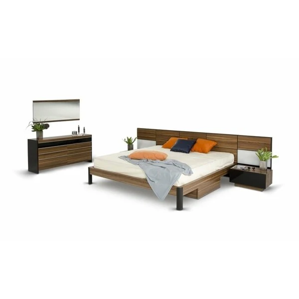 Modrest Rondo Modern Walnut Bedroom Set.
