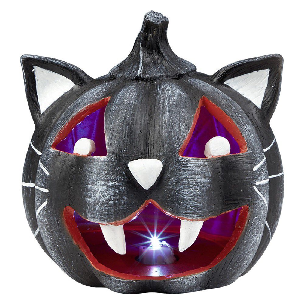 Citrouille tête de chat led couleur changeante décoration Halloween