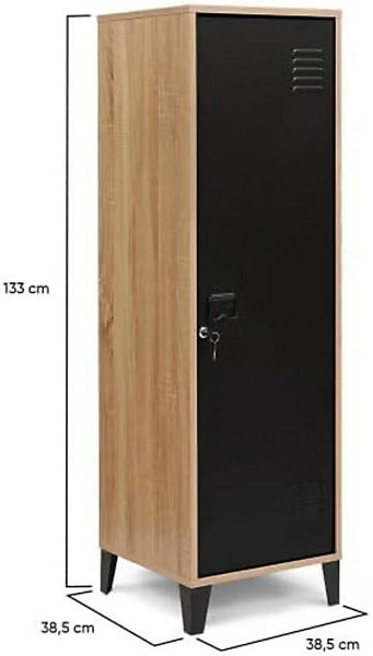 Armoire Vestiaire Bois et Métal Noir Design Industriel