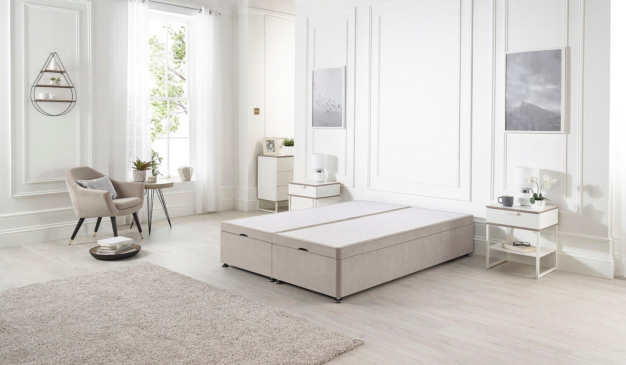 Somnior Richworth End Opening Storage Ottoman Bed in Plush Fabric