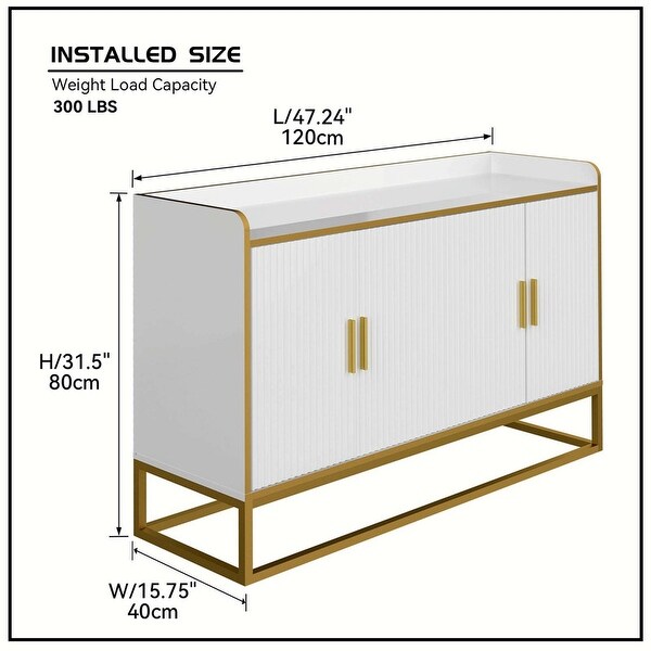 Modern Kitchen Buffet Storage Cabinet Cupboard Gloss with Metal Legs