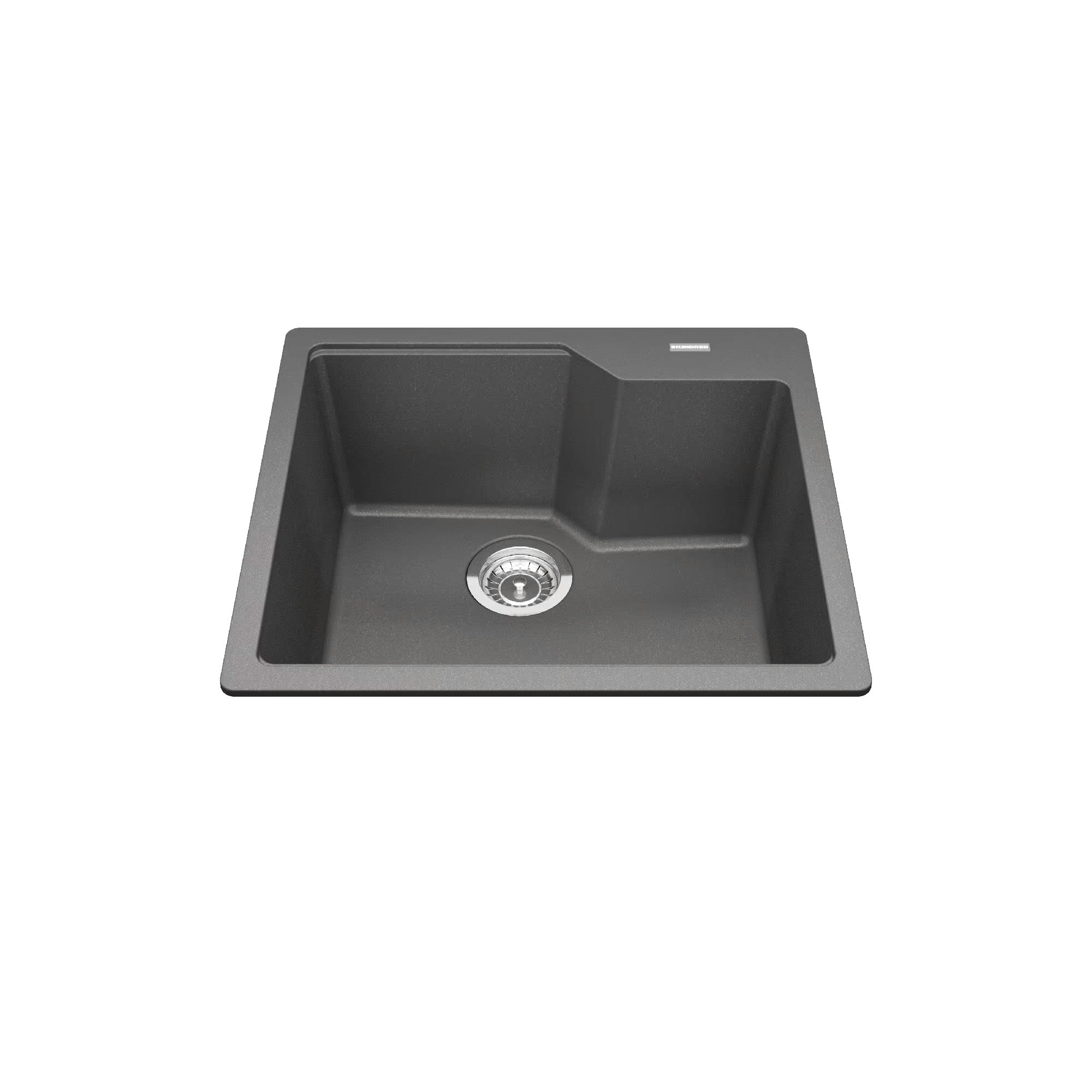 Kindred Urban Drop In Granite Single Bowl Kitchen Sink, 22.06-in x 19.69-in x 9.06-in, Stone Grey
