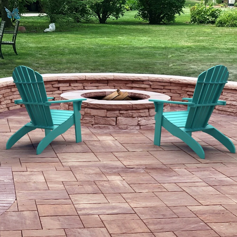 POLYTEAK King Size All Weather Poly Lumber Adirondack Chair, Blue