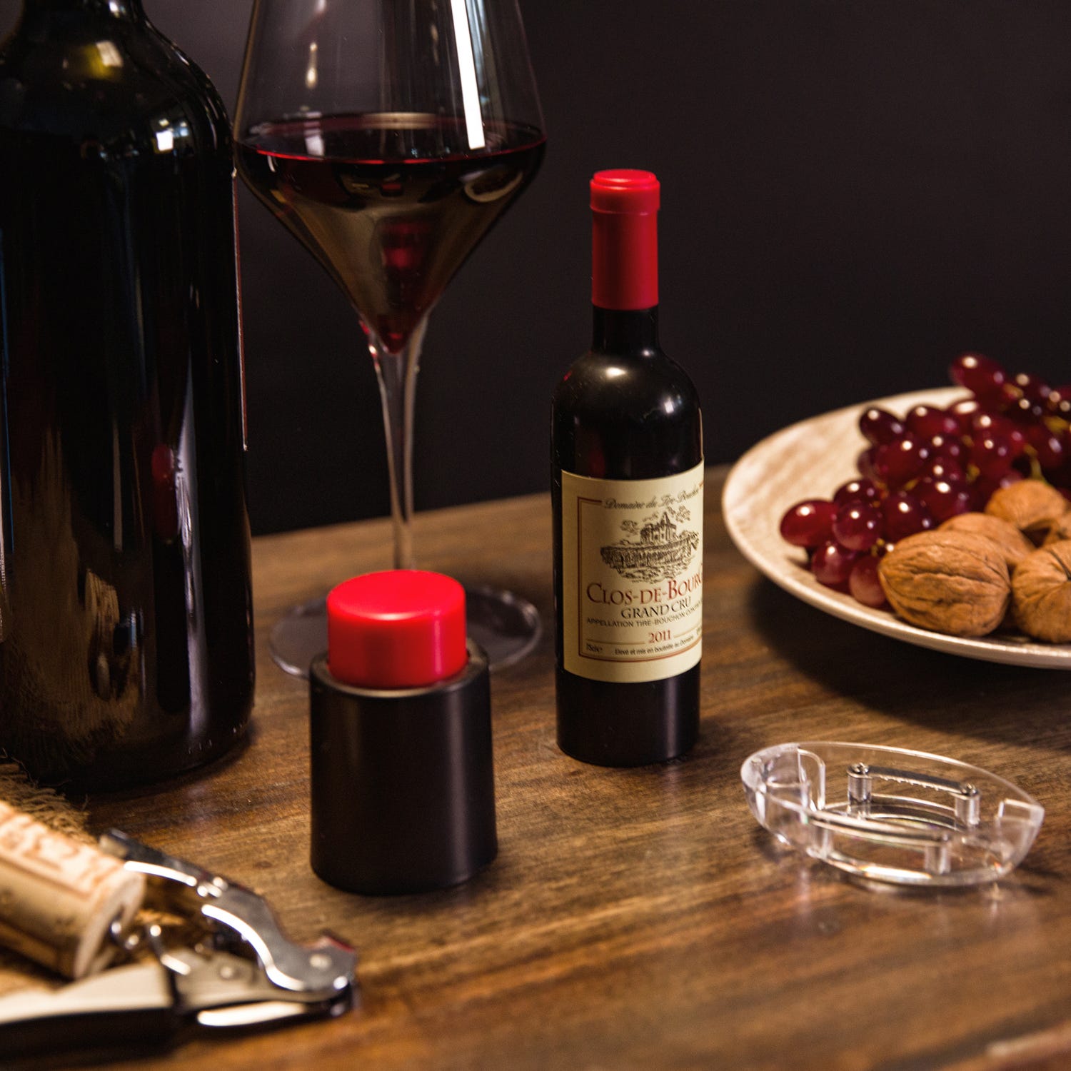 Set vino 2 accessori in custodia a bottiglia