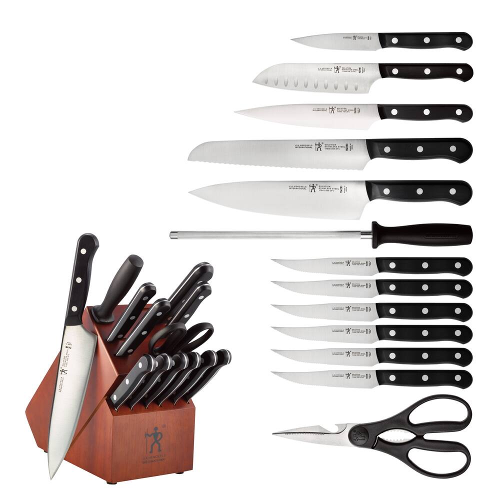 Henckels Stainless Steel Fine Edge Solution Knife Block Set, Egonomic Grip, 14-pc