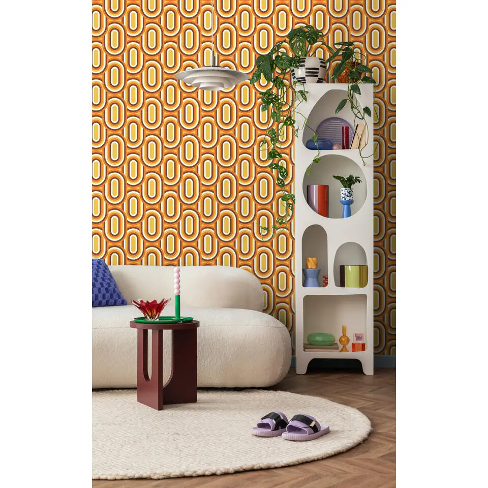 Sanders & Sanders behang retro ornamenten oranje, geel en bruin - 50 x 900 cm