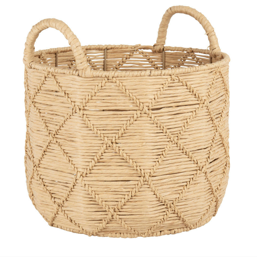 - Panier beige motifs losanges tressés