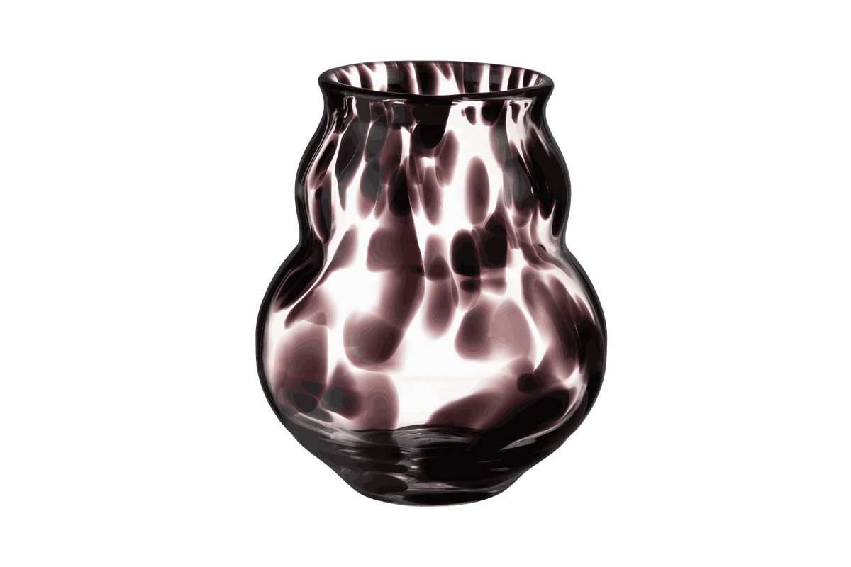 noo.ma Dam Vase handgeblazen glas - zwart met witte stippen