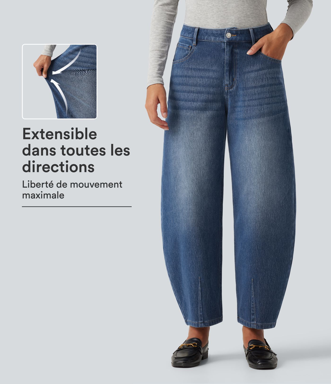 Jean Halara Flex™ taille mi-haute coupe barrel avec poches