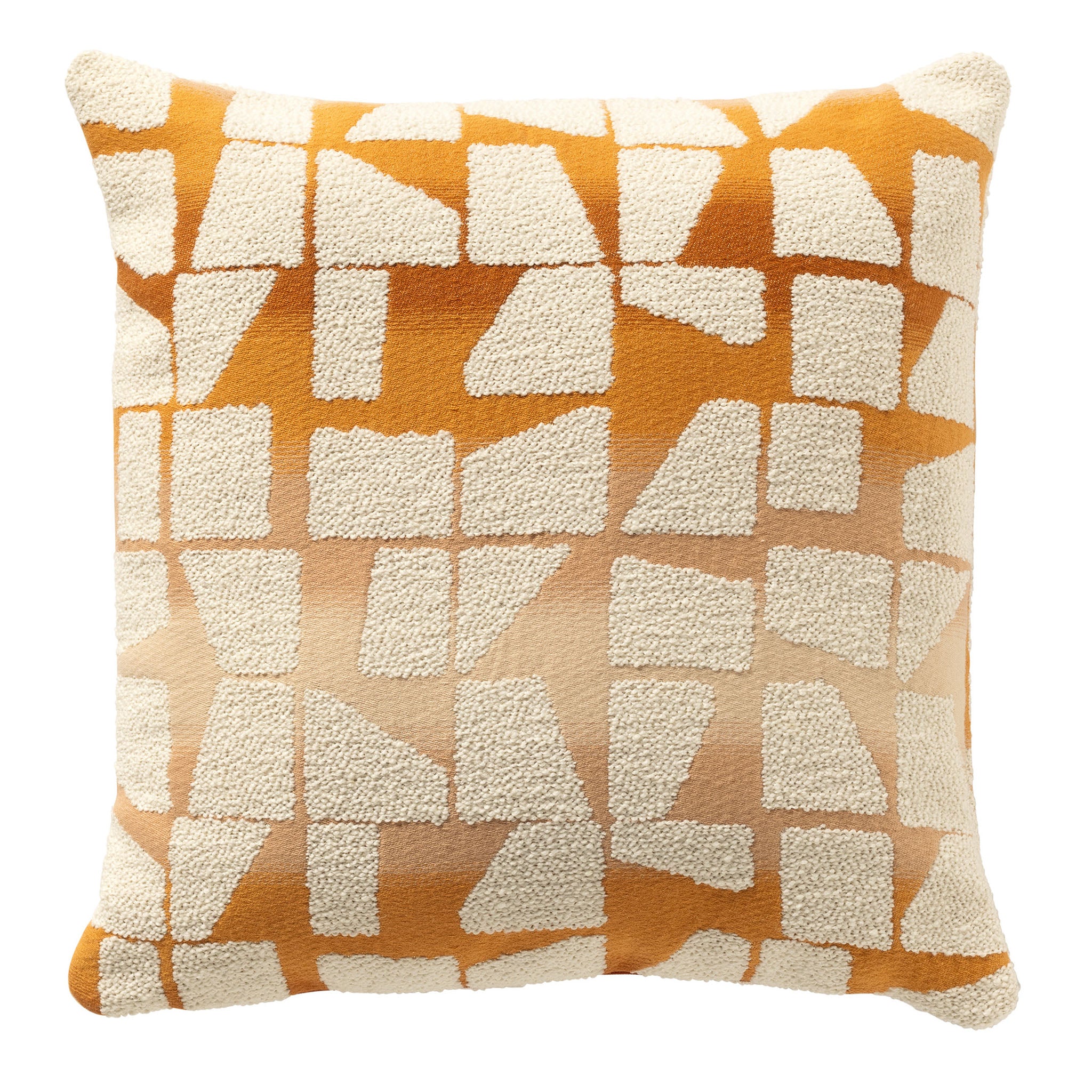 RIO - sierkussen 45x45 cm - Golden Ochre - oranje, wit