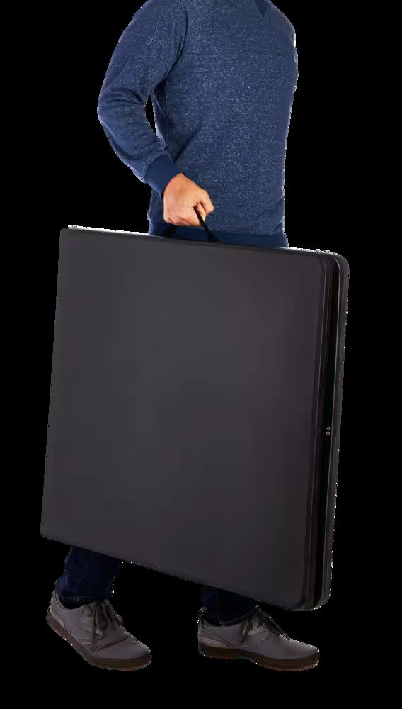 For Living 5-ft Portable Plastic and Metal Folding Table with Handle, Black