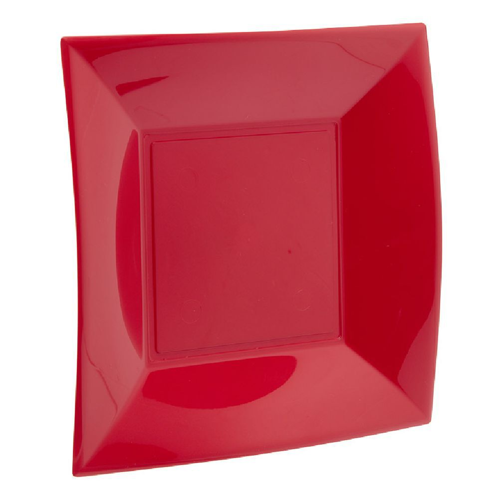 Lot de 6 assiettes à dessert réutilisables rouges
