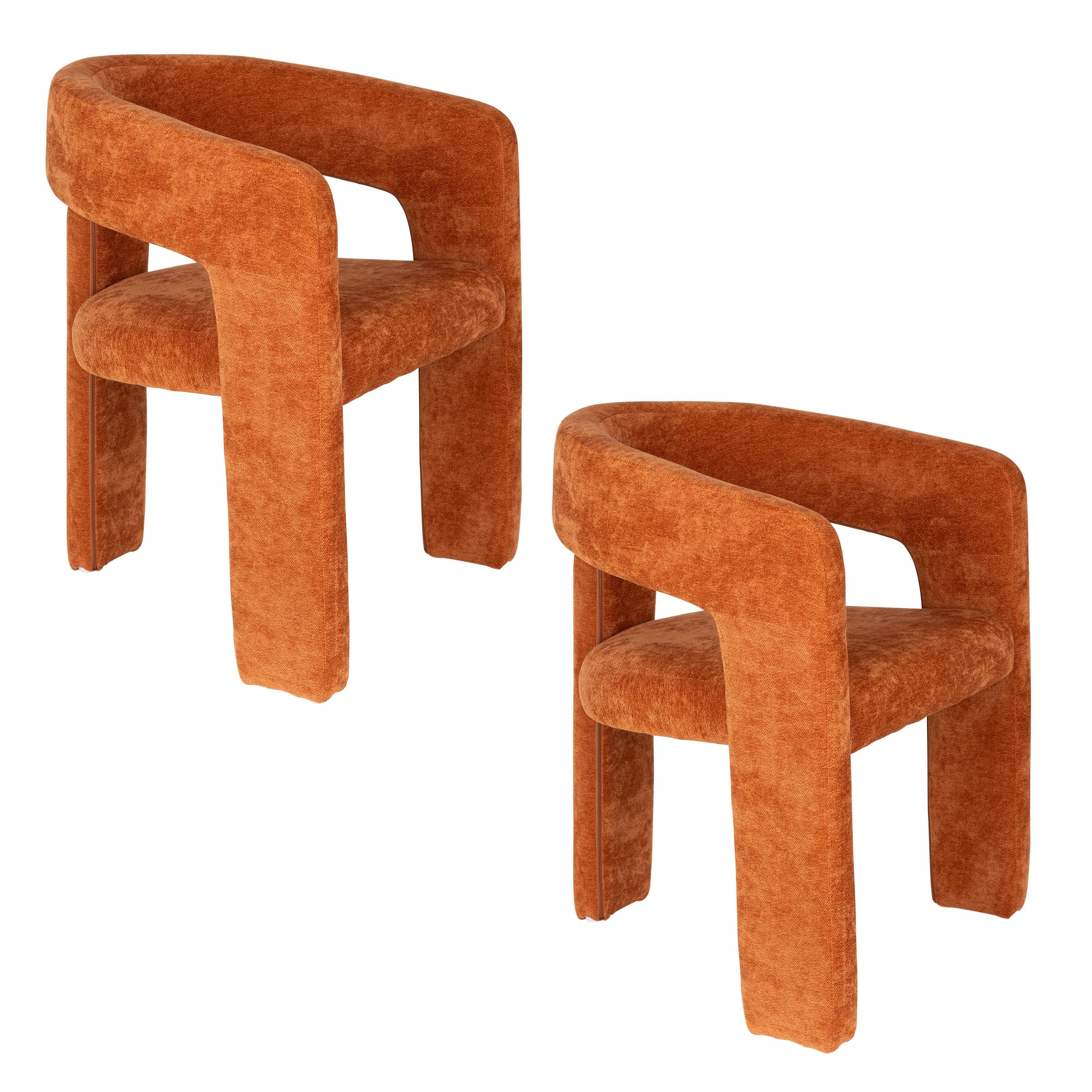 Housecraft Living Valentin Eetkamerstoelen Armleuning Oranje - Set van 2
