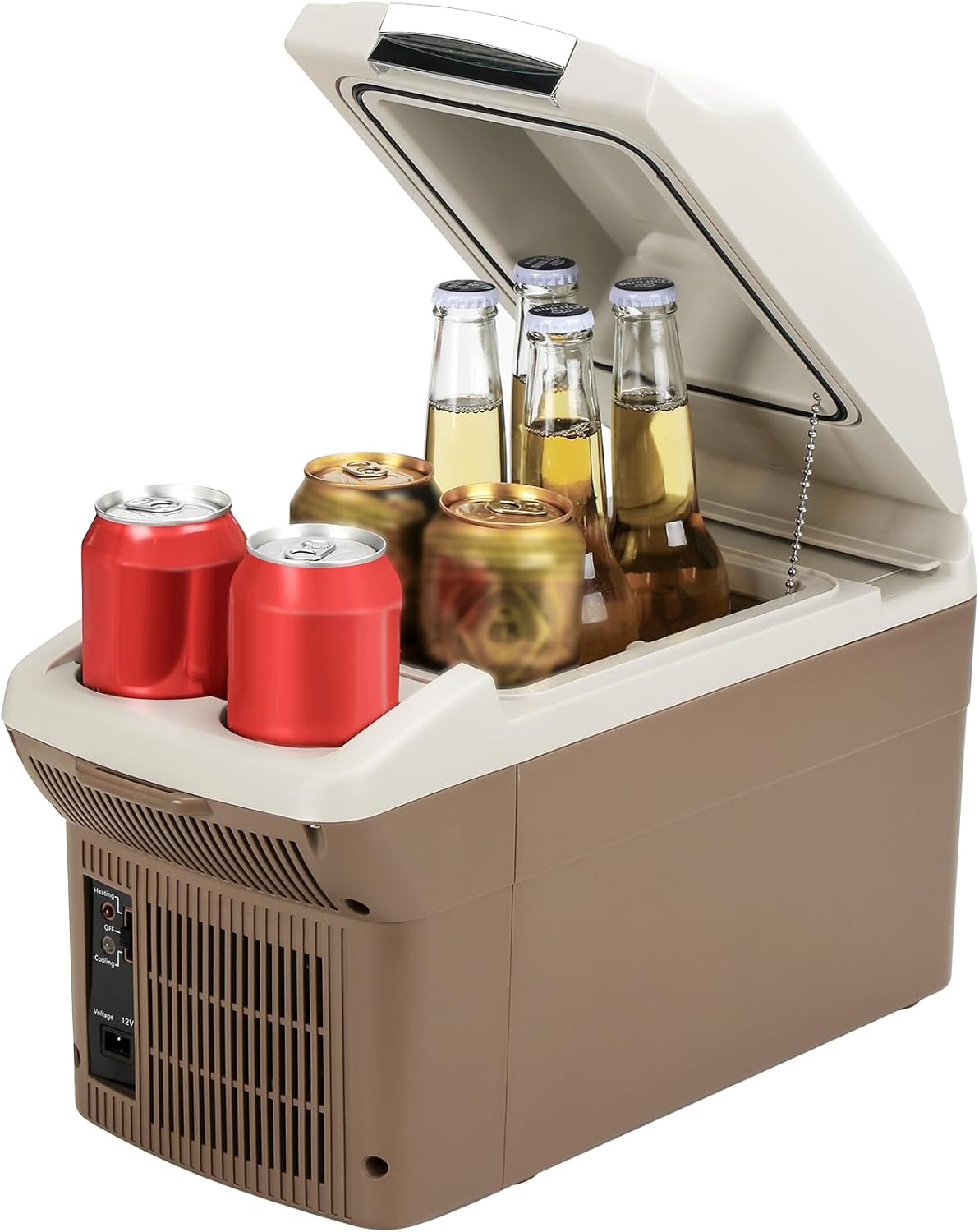 ICEROVER 12V Portable Car Refrigerator Cooler/Warmer 8 Quart (9L) Car Fridge 40~140℉,12 V110V-220V, Electric Compact Camping Cooler Thermoelectric 12V Small Fridge for RV,Camping (Brown)