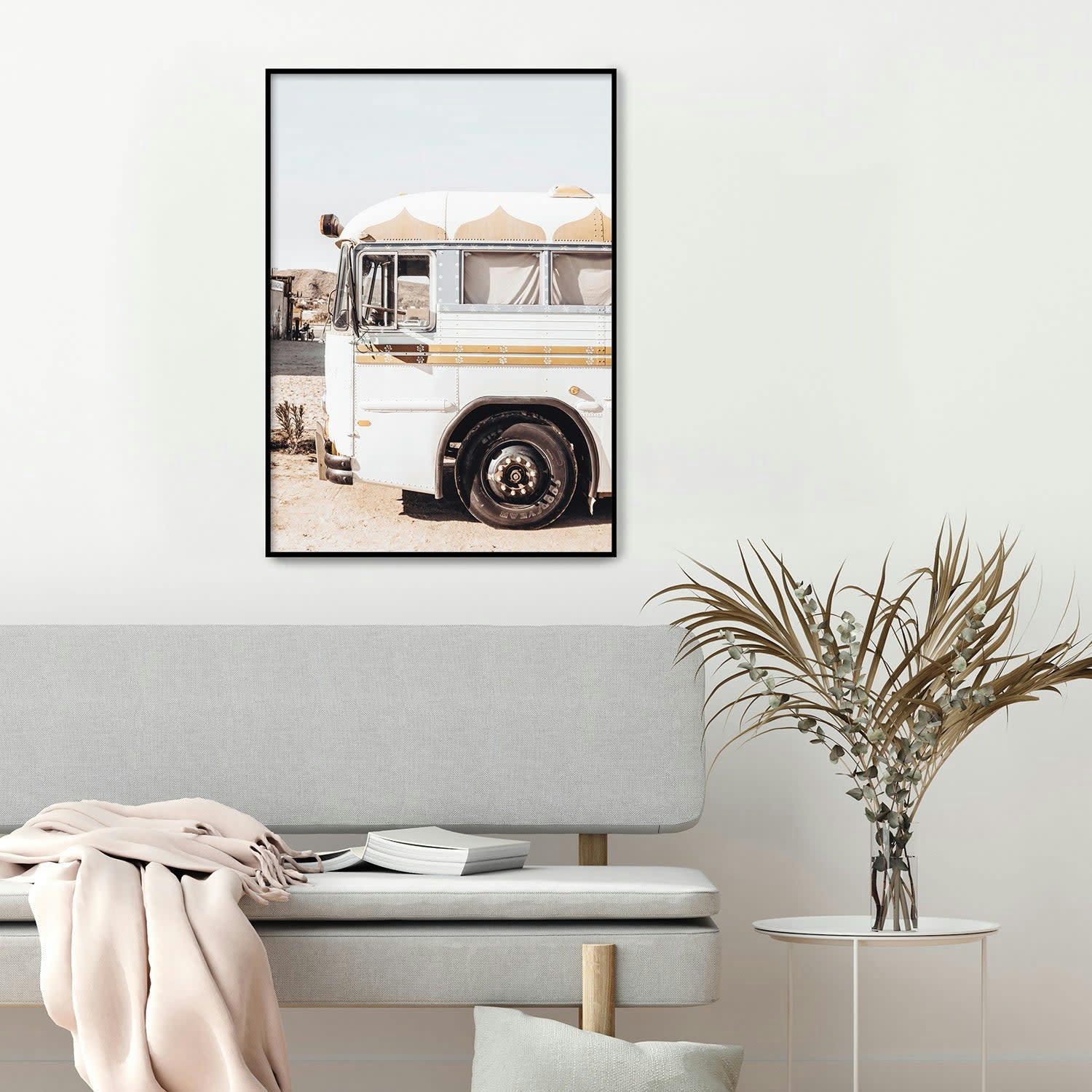 DESIERTO - Affiche avec cadre noir - Caravane d'époque - 50x70