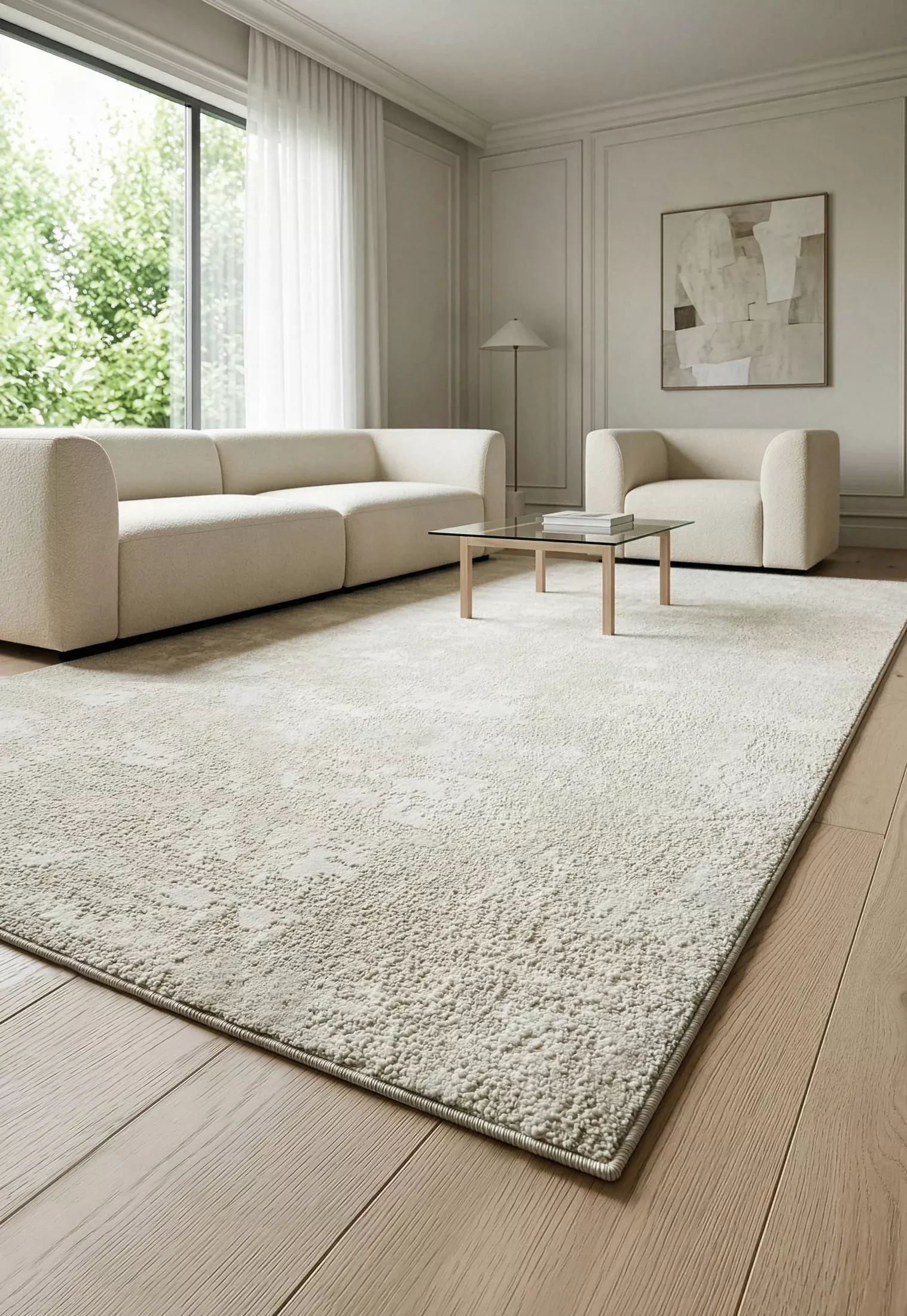 Dywan 80x150 cm beżowo, biały o subtelnej strukturze SELENA 3