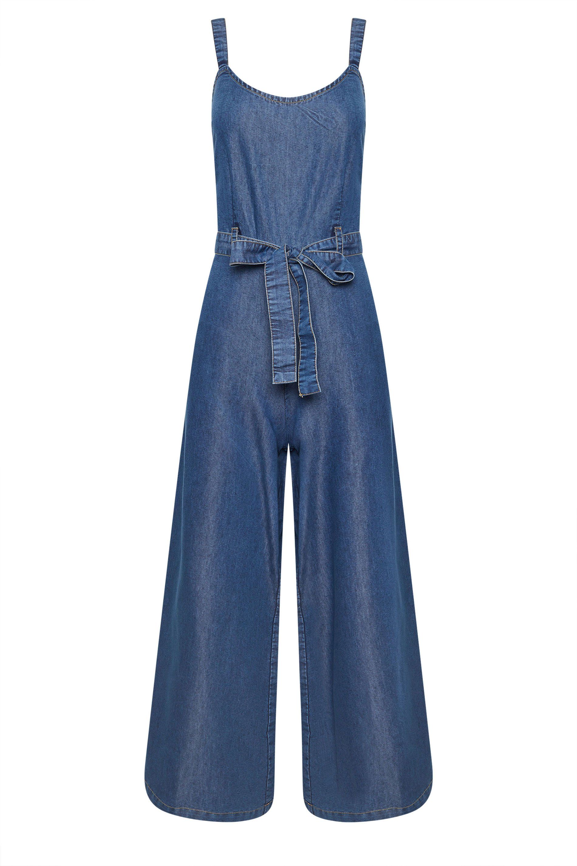 PixieGirl Petite Denim Wide Leg Jumpsuit