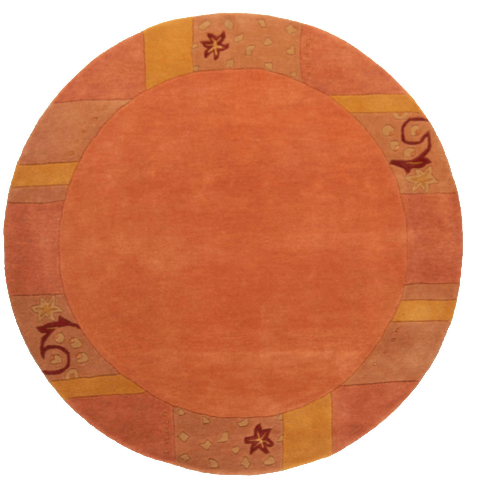 ROYAL GANGES - Tapis gabbeh floral en laine naturelle terracotta Diam 200 cm