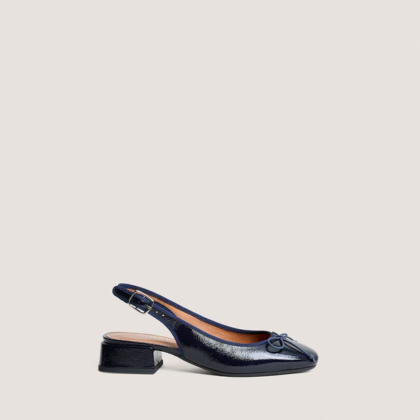 Ballerines slingbacksen vernis plissé marine | DYBILO