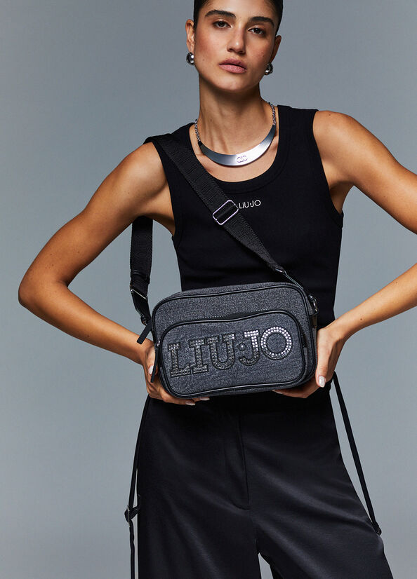 Borsa a tracolla media con logo