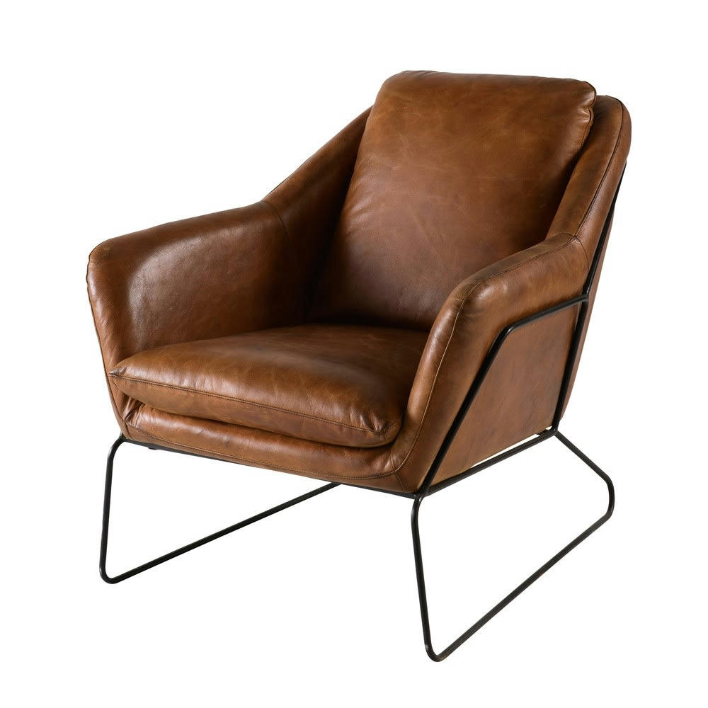 Majestic - Fauteuil en cuir marron