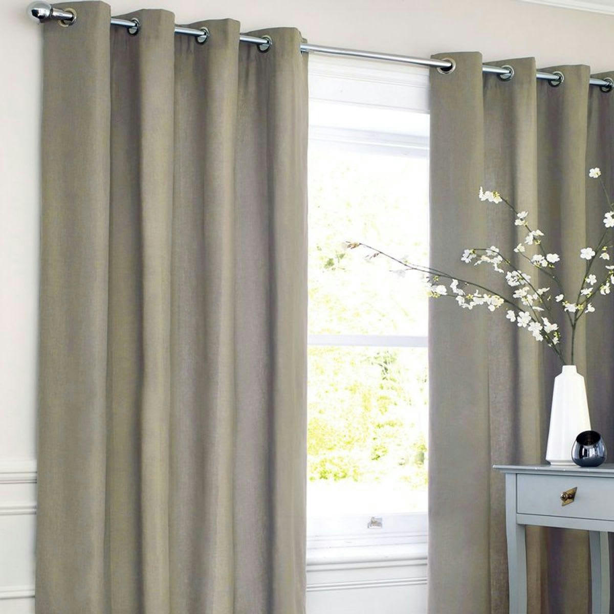 COTTON - Rideau en polycoton taupe 140x250