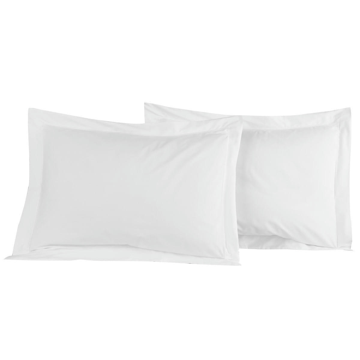 SOFT PERCALE - Lot de 2 taies d'oreiller en percale de coton gris perle 65x65 cm