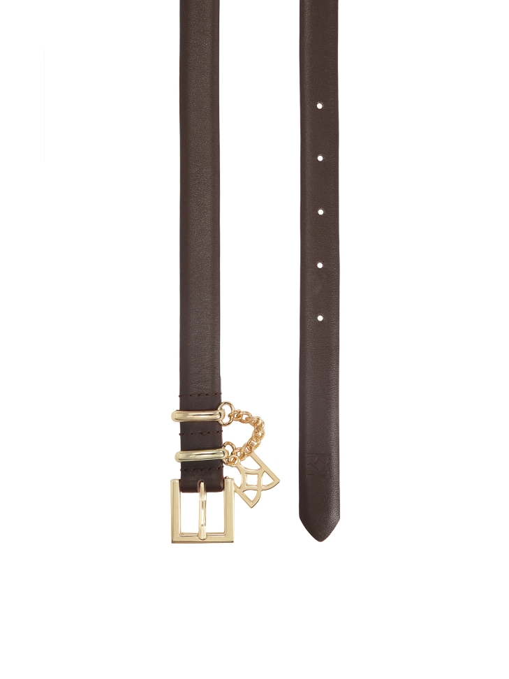 Brown belt decorated with chain