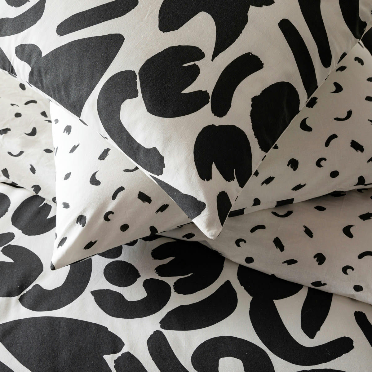 MAORI - Parure de lit 2 personnes coton  imprimé noir 240x220cm