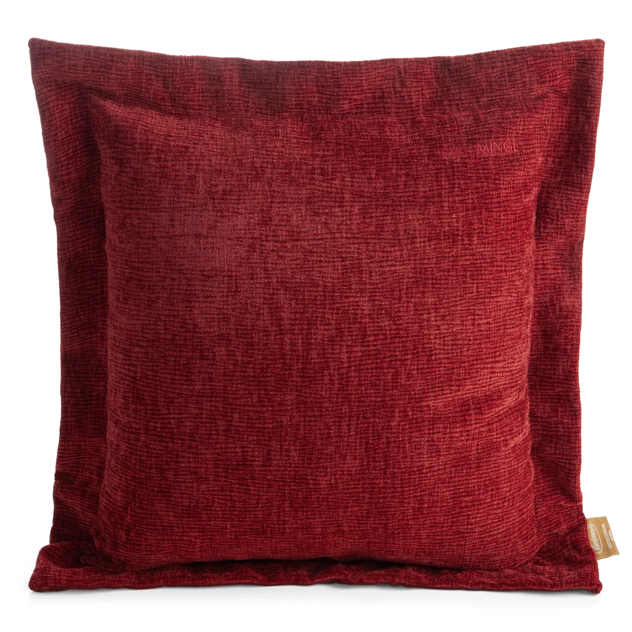 Poszewka na poduszkę55x55 cm z szenilowej tkaniny bordowa o widocznym ozdobnym splocie Eva Minge Elegante