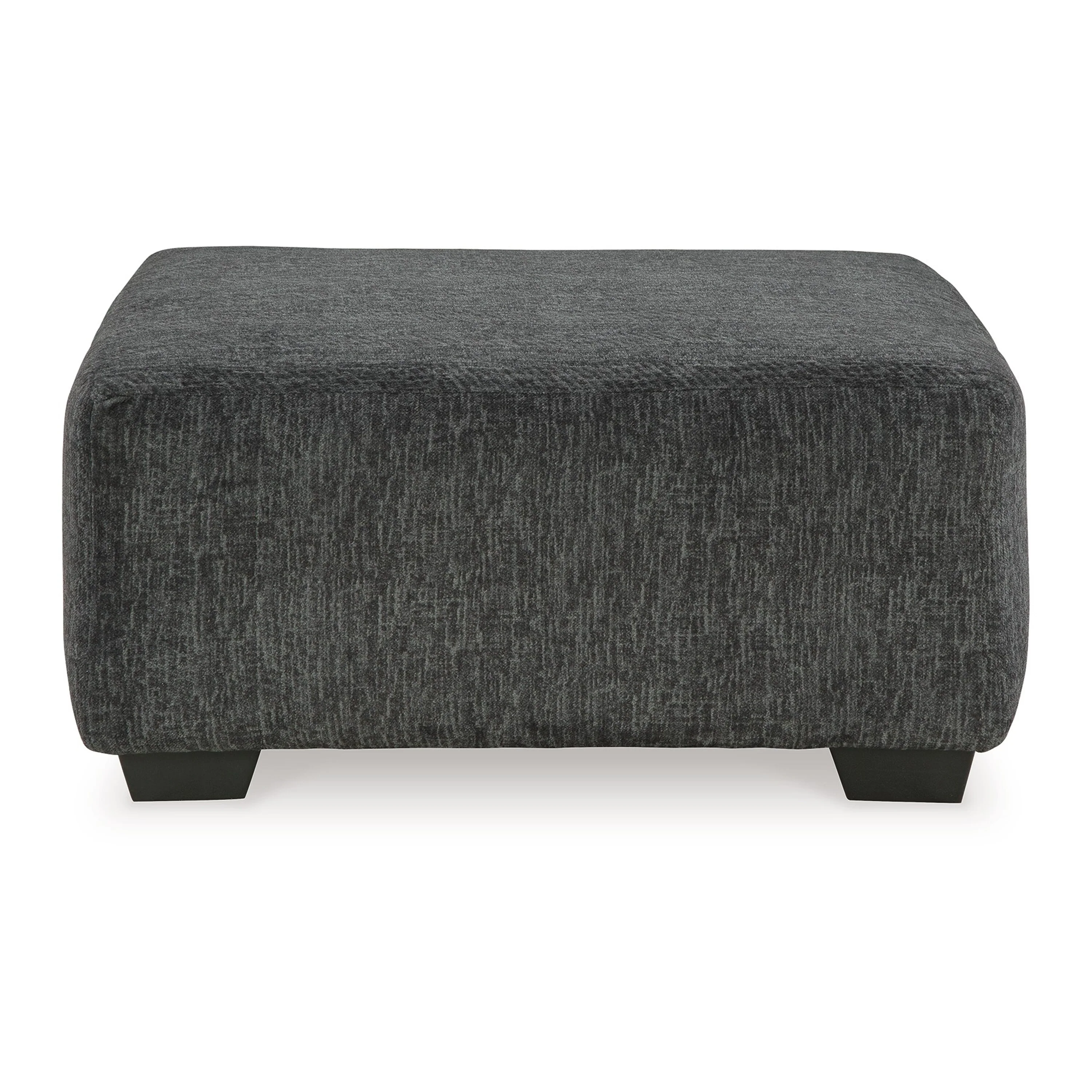 Accent Ottoman, 40 Inch Square Top, Modern Style Dark Gray Polyester