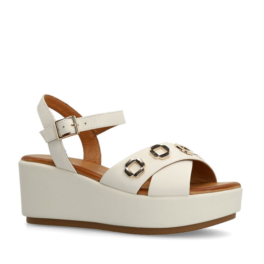 Manfield Witte leren sleehakken